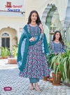 Swara Vol 1 By Shree Ganesh Rayon Umbrella Cut Kurti Set